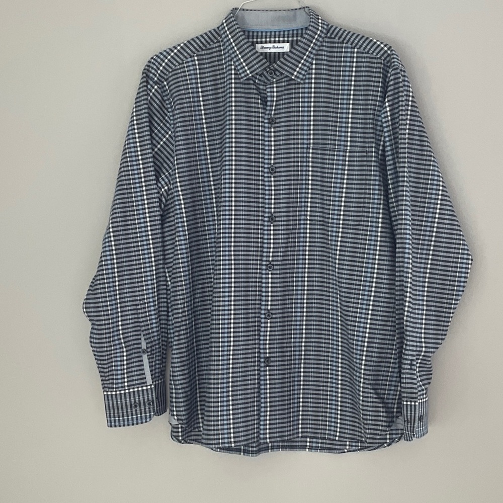 Tommy Bahama Men’s Black and Blue Dress Shirt